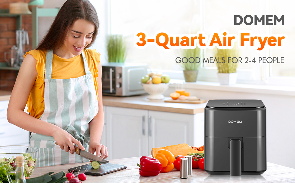 3 Qt Compact Air Fryer with Non-Stick Basket and Rack, User Friendly Simple Touchscreen, Cook in Simple Steps, Low-Oil Cooking Small Air Fryer, Space Saving Cooker detail 1