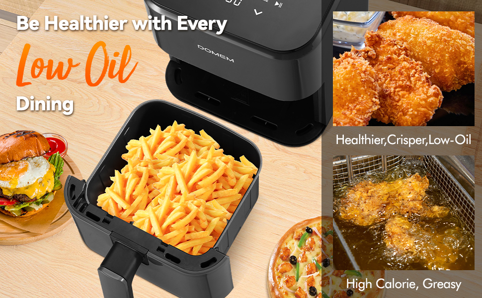 3 Qt Compact Air Fryer with Non-Stick Basket and Rack, User Friendly Simple Touchscreen, Cook in Simple Steps, Low-Oil Cooking Small Air Fryer, Space Saving Cooker detail 2