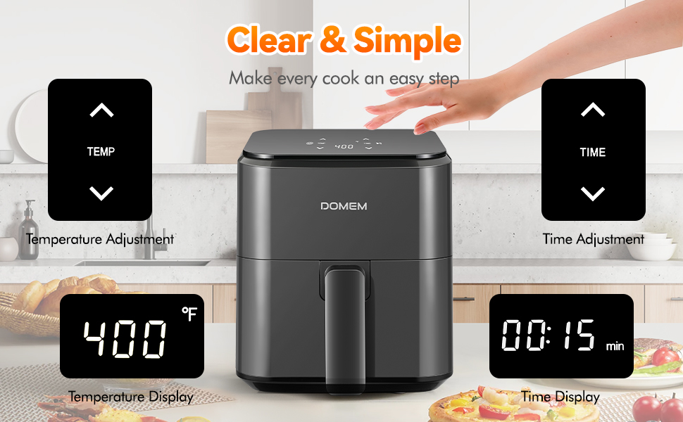 3 Qt Compact Air Fryer with Non-Stick Basket and Rack, User Friendly Simple Touchscreen, Cook in Simple Steps, Low-Oil Cooking Small Air Fryer, Space Saving Cooker detail 3