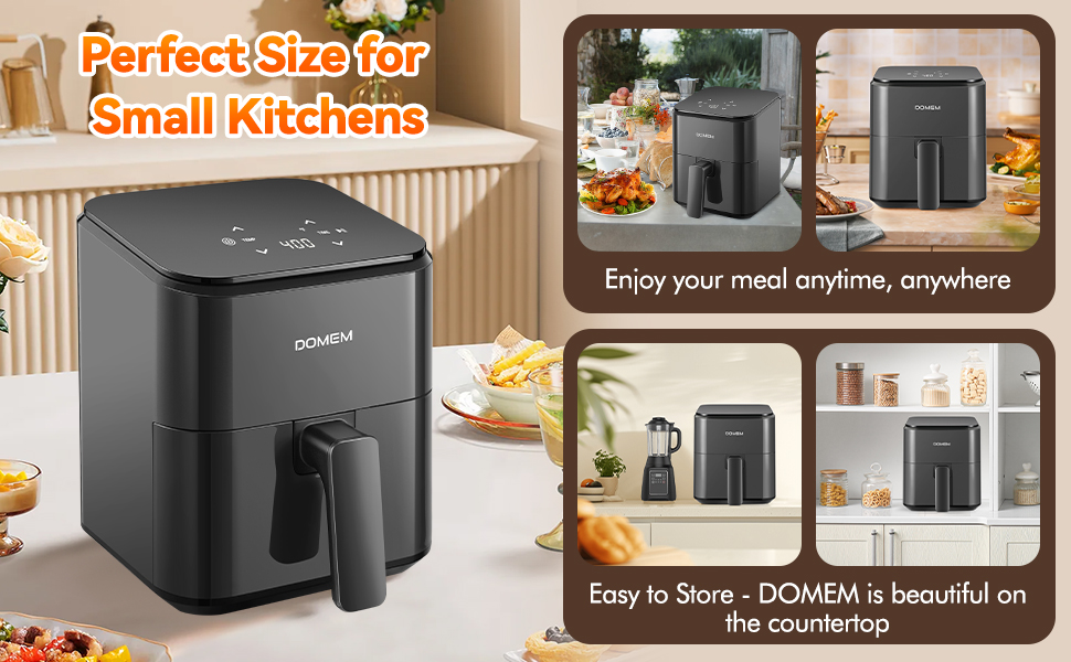 3 Qt Compact Air Fryer with Non-Stick Basket and Rack, User Friendly Simple Touchscreen, Cook in Simple Steps, Low-Oil Cooking Small Air Fryer, Space Saving Cooker detail 4