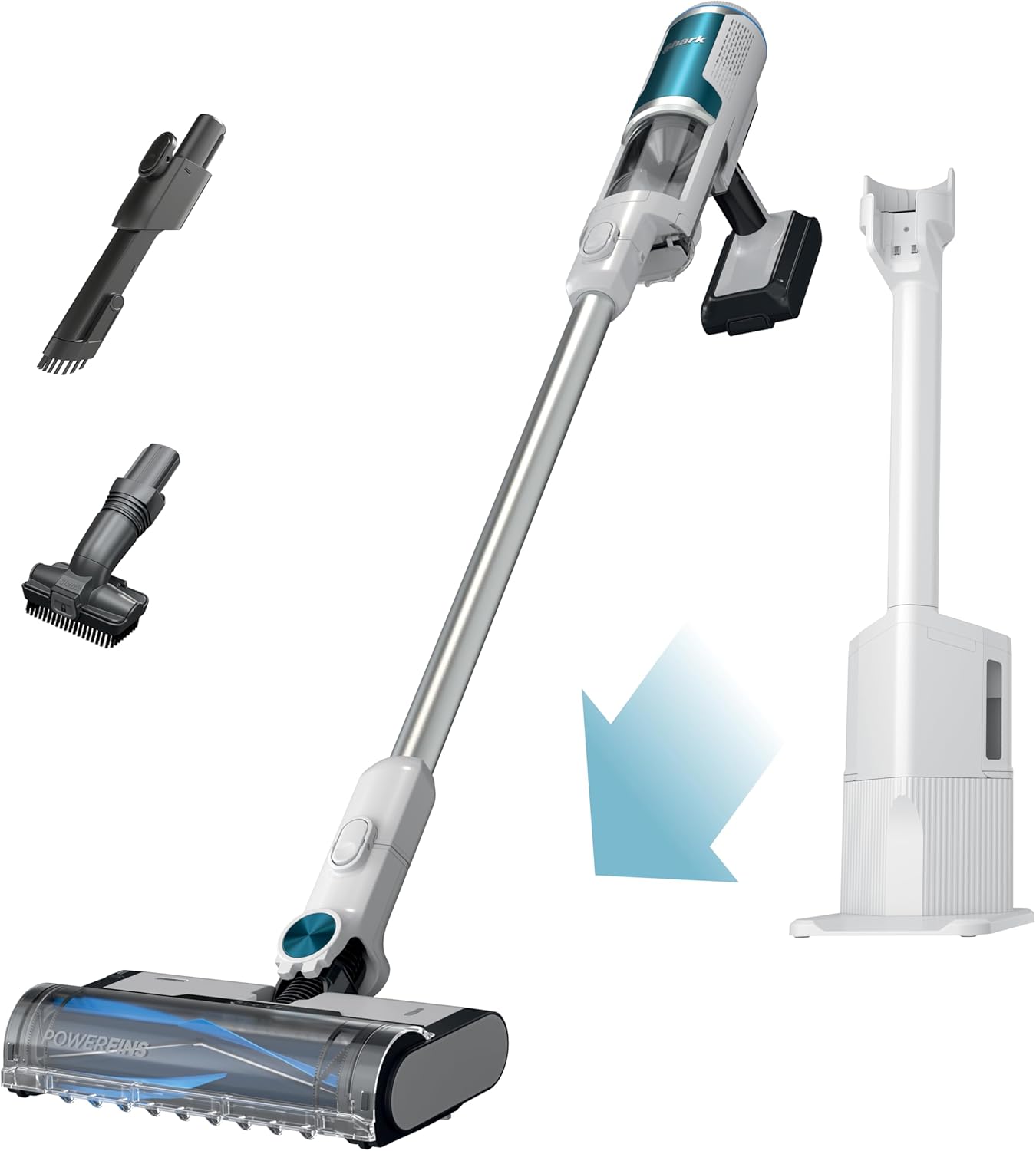Shark Detect Clean & Empty | Lightweight Cordless Vacuum Cleaner with Auto-Empty System | HEPA Filter, Portable Handheld Attachment, Powerfins Brushroll | Cloudy Blue | IW4624 detail 2