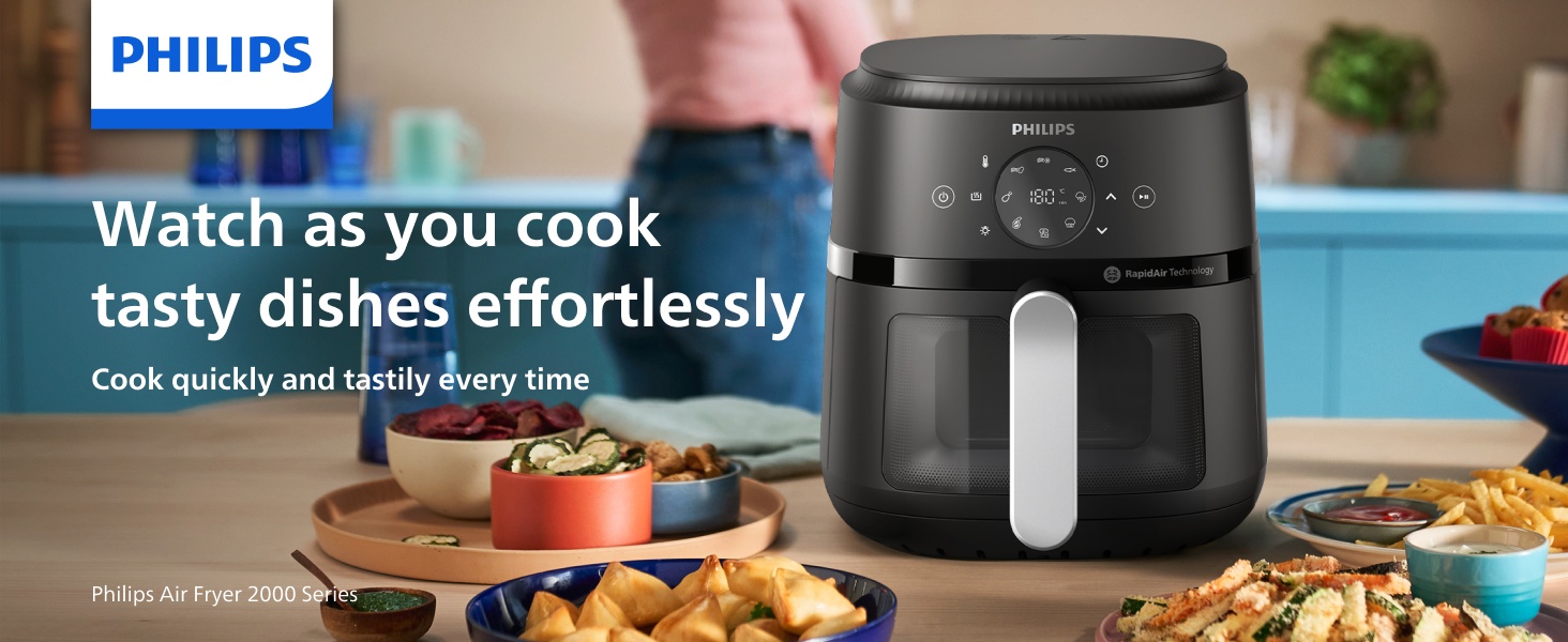 Philips 2000 Series Airfryer - RapidAir Technology, 13-in-1 Ways to Cook, 4.4QT Capacity, Healthier Meals Up to 90% Less Fat, Easy to Clean, Dishwasher Safe, Touchscreen Control, HomeID App (NA221/00) detail 1