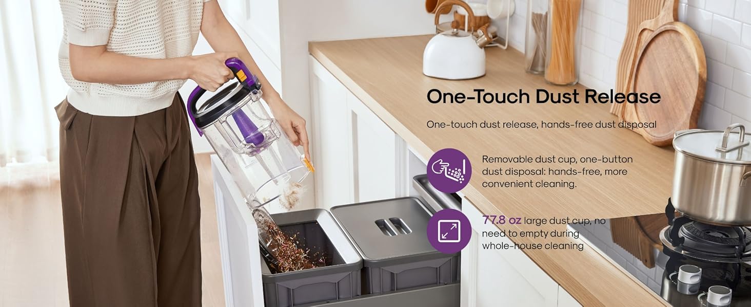 Eureka FlexReach Powerful Upright Vacuum Cleaner for Carpet and Hard Floor, Lift-Up Vacuum with Large Dust Cup, Anti-Tangle, NEU651PL, Purple detail 8