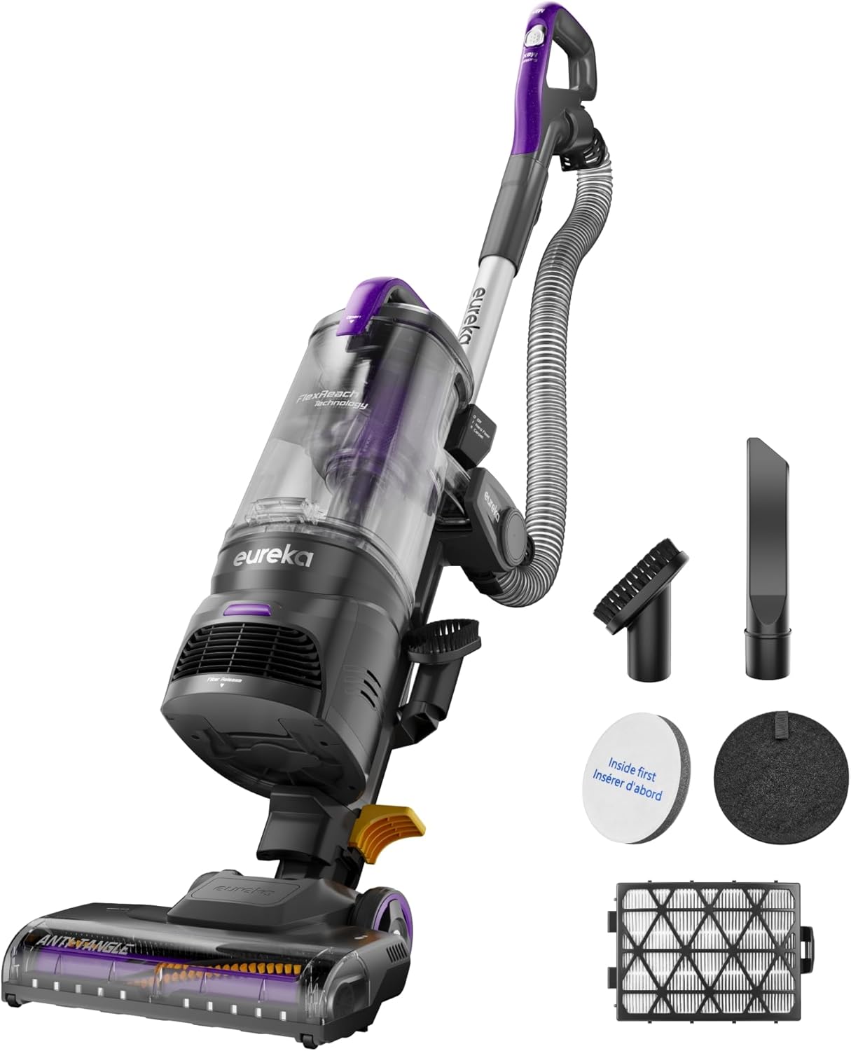 Eureka FlexReach Powerful Upright Vacuum Cleaner for Carpet and Hard Floor, Lift-Up Vacuum with Large Dust Cup, Anti-Tangle, NEU651PL, Purple detail 12