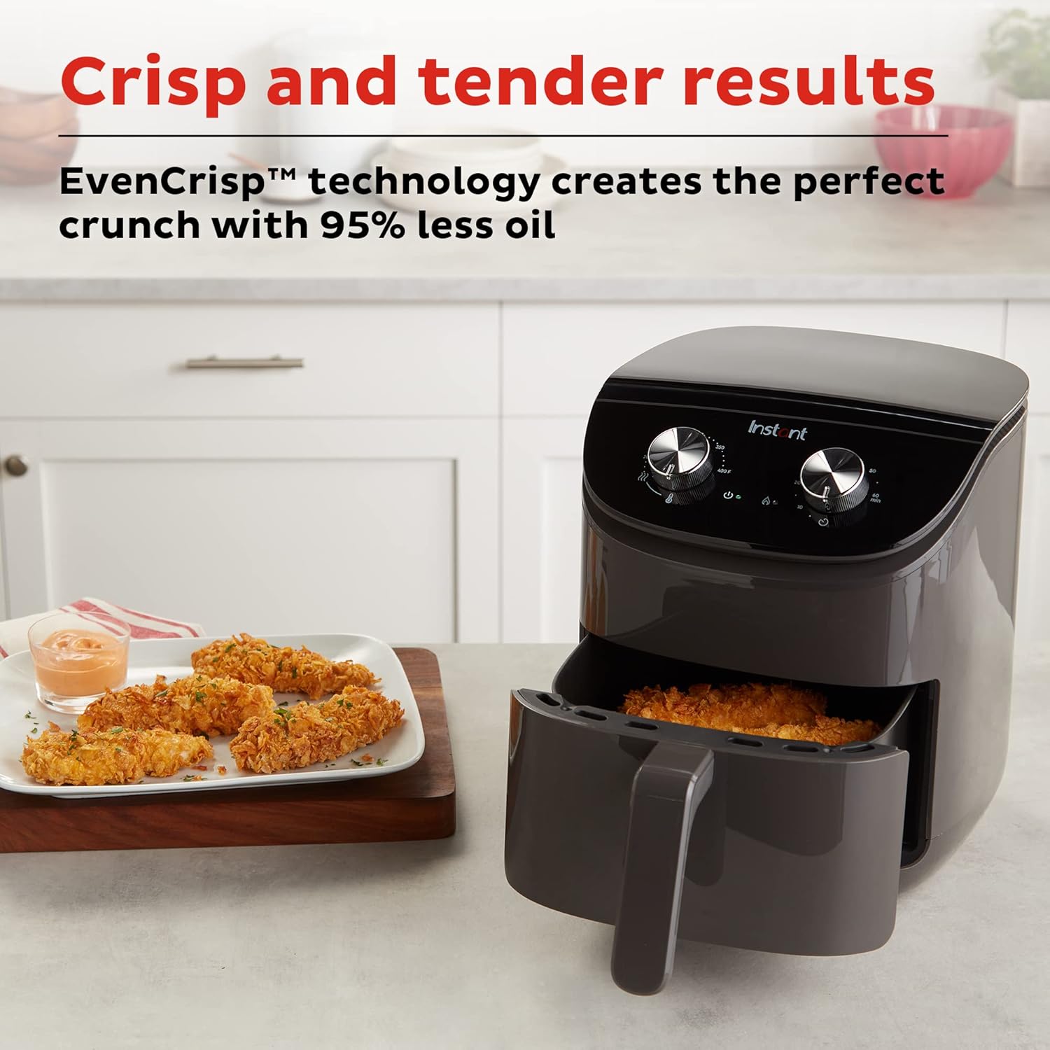 Instant Pot Essentials 4QT Air Fryer with EvenCrisp Technology that Crisps and Reheats, Easily Adjust Time & Temperature For Quick Meals, 100+ In-App Recipes, from the Makers of Instant Pot, Black detail 5