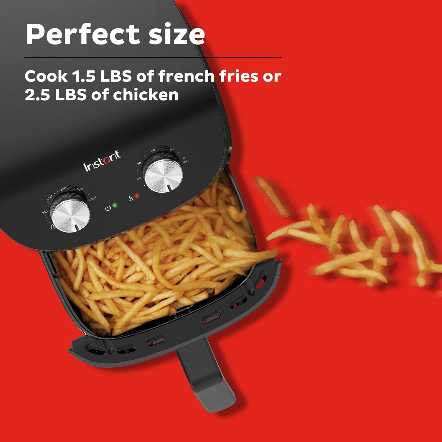 Instant Pot Essentials 4QT Air Fryer with EvenCrisp Technology that Crisps and Reheats, Easily Adjust Time & Temperature For Quick Meals, 100+ In-App Recipes, from the Makers of Instant Pot, Black detail 7