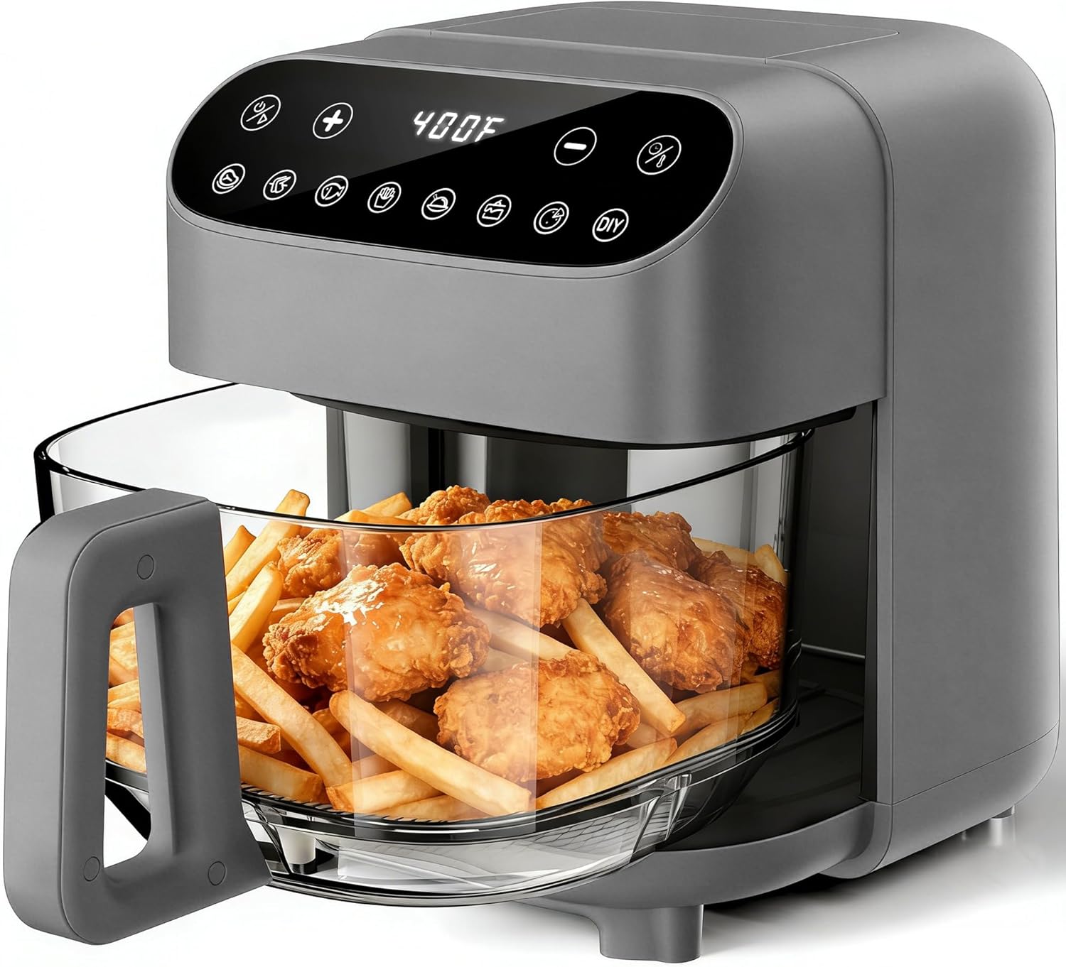 Kismile 5QT Glass Air Fryer, BPA-Free Non Toxic AirFryer with Digital Touch Control, 1500W Portable Airfryer, Dishwasher Safe Basket, Up to 400°F, Cooks with 95% Less Oil(Black) detail 13
