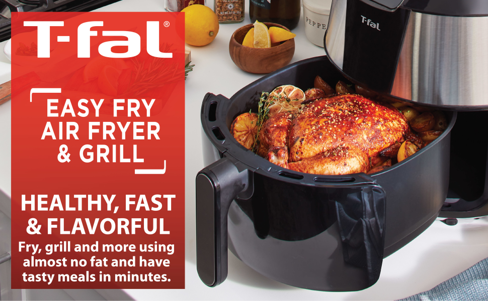 T-fal Easy Fry XXL Air Fryer & Grill Combo with One-Touch Screen, 8 Preset Programs, 5.9 quarts, Black & Stainless Steel detail 1