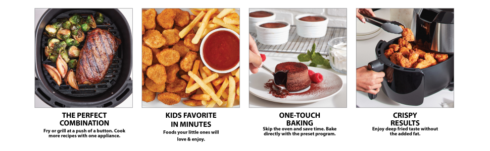 T-fal Easy Fry XXL Air Fryer & Grill Combo with One-Touch Screen, 8 Preset Programs, 5.9 quarts, Black & Stainless Steel detail 2
