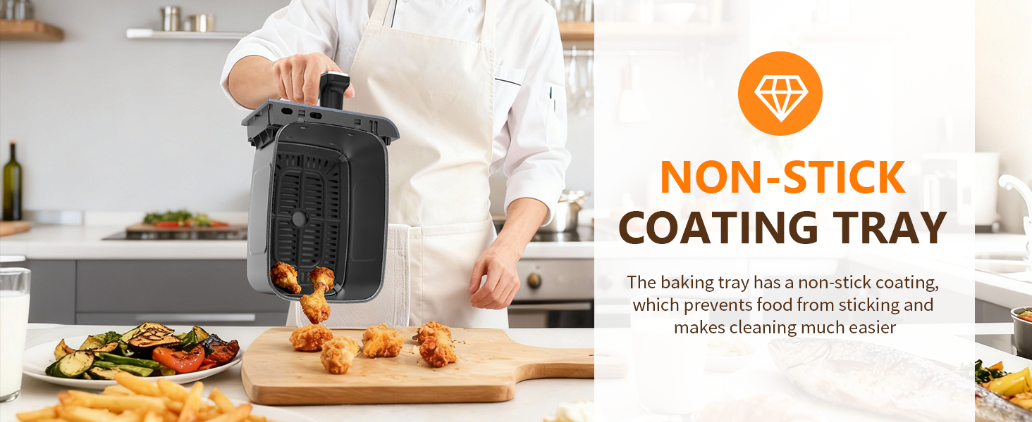 DUMOS 10-in-1 Air Fryer 9.5 QT, Large Airfryer with with 2 Independent Frying Baskets, Sync Finish & Match Cook, Shake Reminder, Wide Temperature 80-450°F, Roast Bake Defrost Dehydrate, Grey detail 4