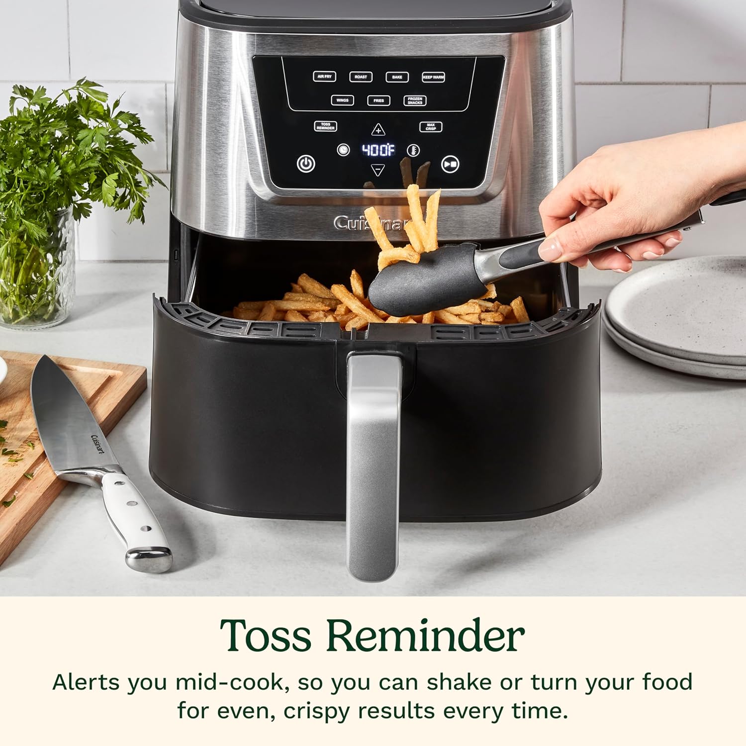Cuisinart Air Fryer, Large 6-Quart Basket with 4 Cooking Functions to Air Fry, Bake, Roast, and Keep Warm, 3 Presets, PFAS-Free, Dishwasher-Safe Parts, AIR-180, Black & Stainless Steel detail 11