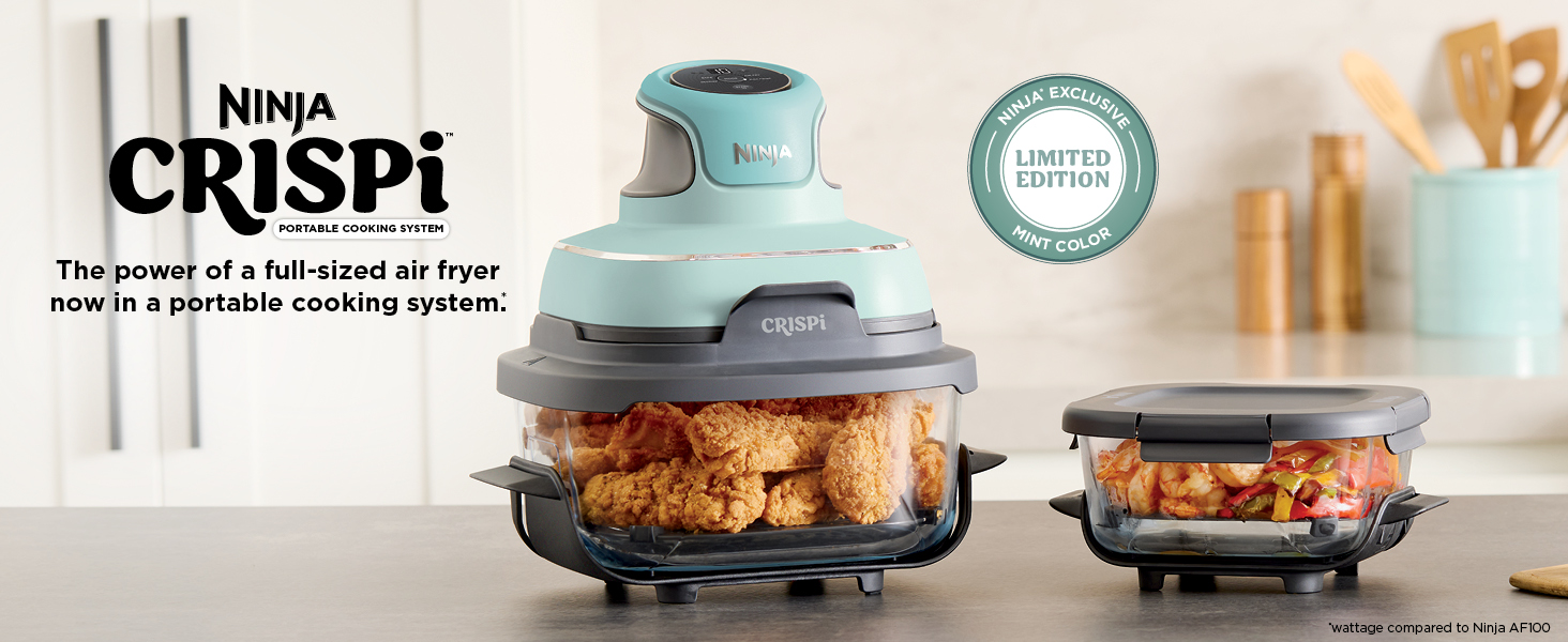 Ninja Crispi 4-in-1 Glass Air Fryer | 450°F | Non-Toxic | 4QT & 6-Cup Glass Containers w/Lids | Microwave, Freezer, Dishwasher Safe | Max Crisp, Air Fry, Bake, Recrisp | Mint | FN101MT detail 1