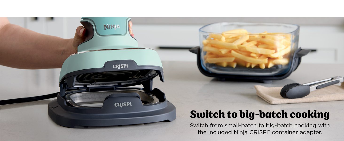 Ninja Crispi 4-in-1 Glass Air Fryer | 450°F | Non-Toxic | 4QT & 6-Cup Glass Containers w/Lids | Microwave, Freezer, Dishwasher Safe | Max Crisp, Air Fry, Bake, Recrisp | Mint | FN101MT detail 4