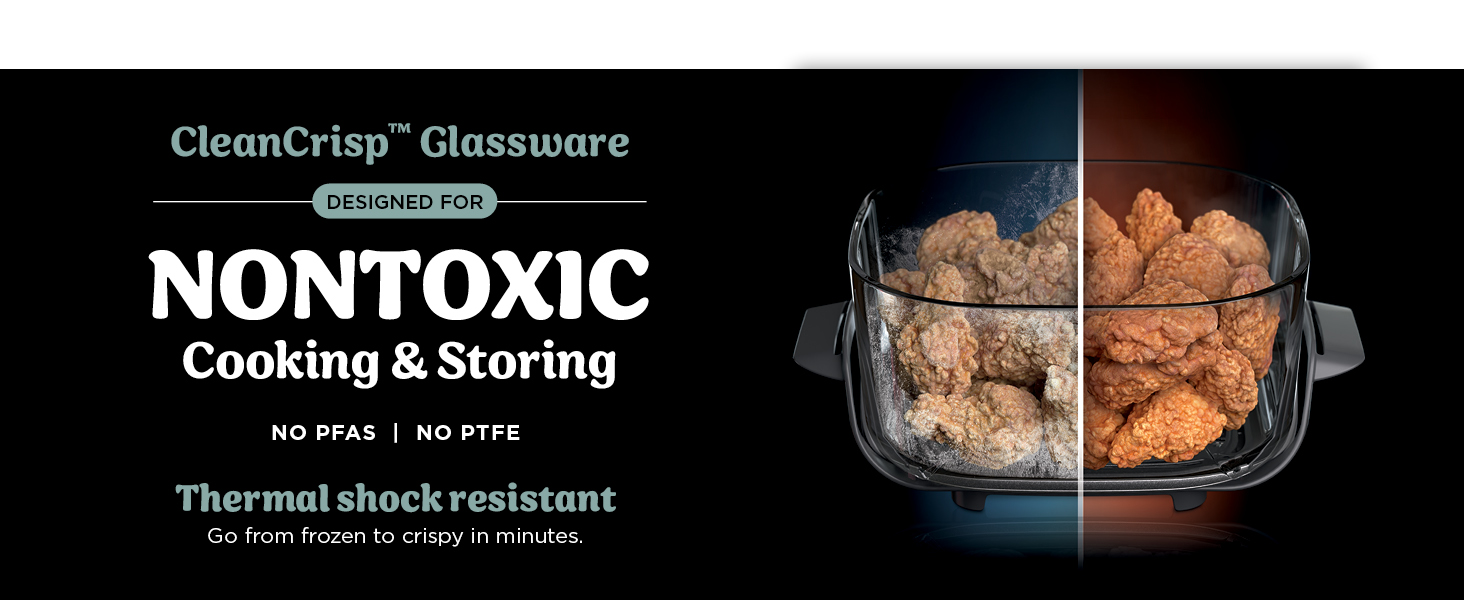 Ninja Crispi 4-in-1 Glass Air Fryer | 450°F | Non-Toxic | 4QT & 6-Cup Glass Containers w/Lids | Microwave, Freezer, Dishwasher Safe | Max Crisp, Air Fry, Bake, Recrisp | Mint | FN101MT detail 5
