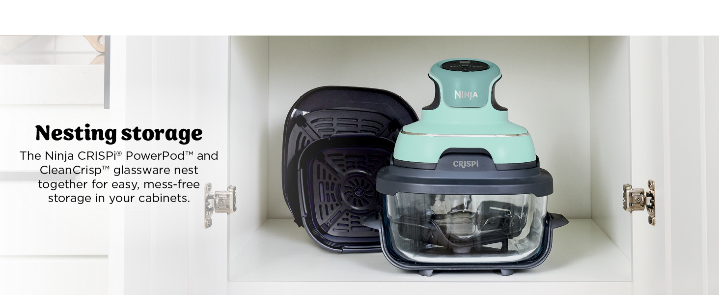 Ninja Crispi 4-in-1 Glass Air Fryer | 450°F | Non-Toxic | 4QT & 6-Cup Glass Containers w/Lids | Microwave, Freezer, Dishwasher Safe | Max Crisp, Air Fry, Bake, Recrisp | Mint | FN101MT detail 7