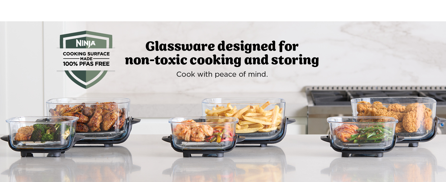Ninja Crispi 4-in-1 Glass Air Fryer | 450°F | Non-Toxic | 4QT & 6-Cup Glass Containers w/Lids | Microwave, Freezer, Dishwasher Safe | Max Crisp, Air Fry, Bake, Recrisp | Mint | FN101MT detail 8