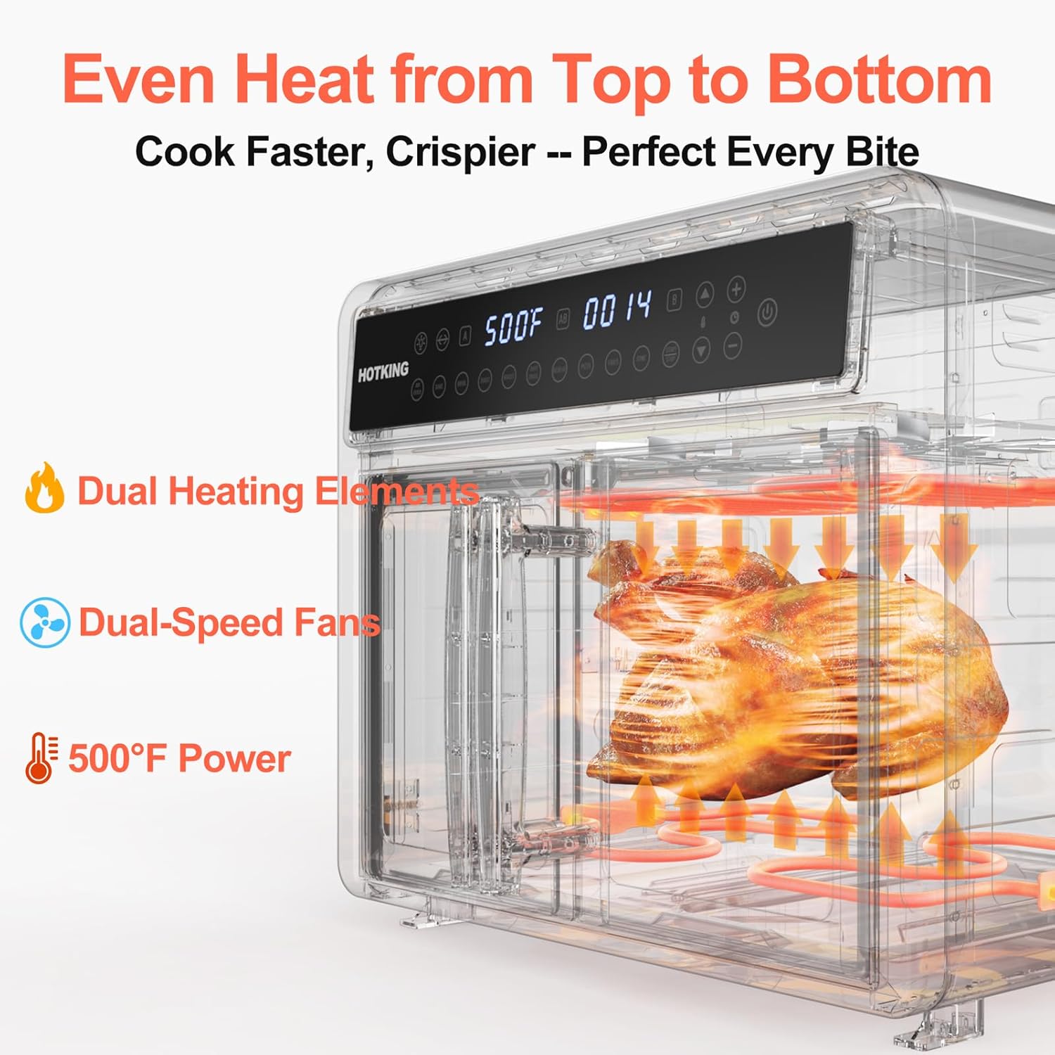 HotKing Dual-Zone Air Fryer Toaster Oven Combo, 28 QT Extra Large, Non Toxic Stainless Steel Convection Oven with French Door, Countertop Airfryer with Window, Racks, Rotisserie, Dehydrator, ETL Rated detail 18
