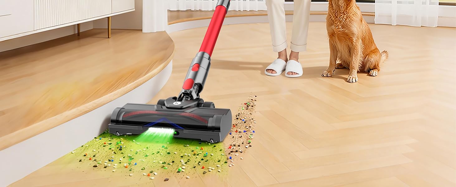 Cordless Vacuum Cleaner, 650W 55KPa Powerful Stick Vacuum, 70-Min Runtime, Self-Standing, Anti-Tangle Brush, OLED Display, Vacuum for Carpet, Hardwood Floors & Pet Hair detail 2
