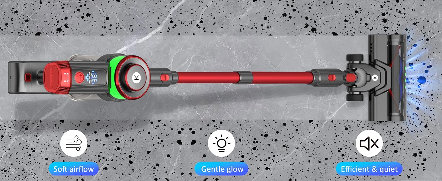 Cordless Vacuum Cleaner, 650W 55KPa Powerful Stick Vacuum, 70-Min Runtime, Self-Standing, Anti-Tangle Brush, OLED Display, Vacuum for Carpet, Hardwood Floors & Pet Hair detail 7