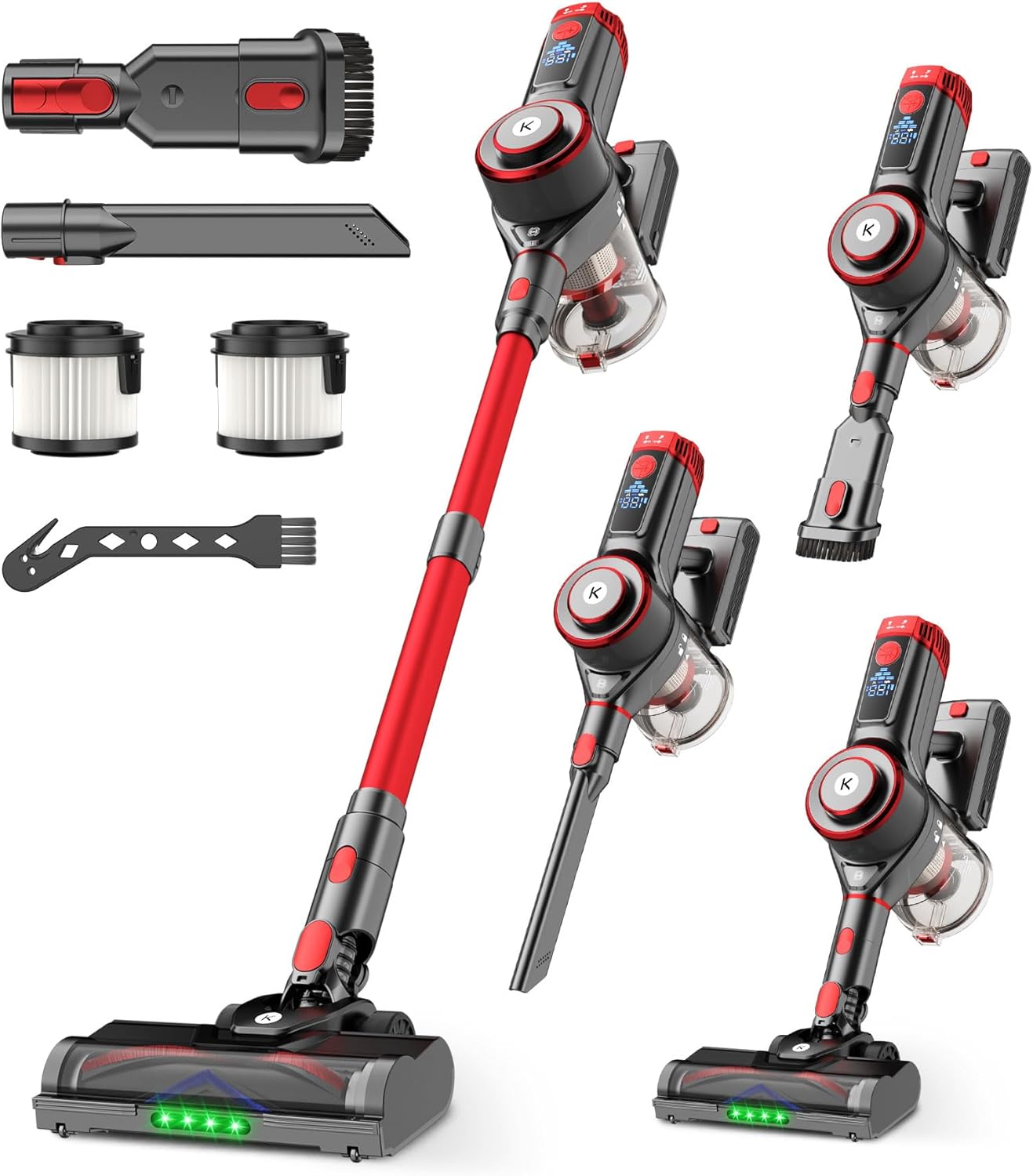 Cordless Vacuum Cleaner, 650W 55KPa Powerful Stick Vacuum, 70-Min Runtime, Self-Standing, Anti-Tangle Brush, OLED Display, Vacuum for Carpet, Hardwood Floors & Pet Hair detail 14