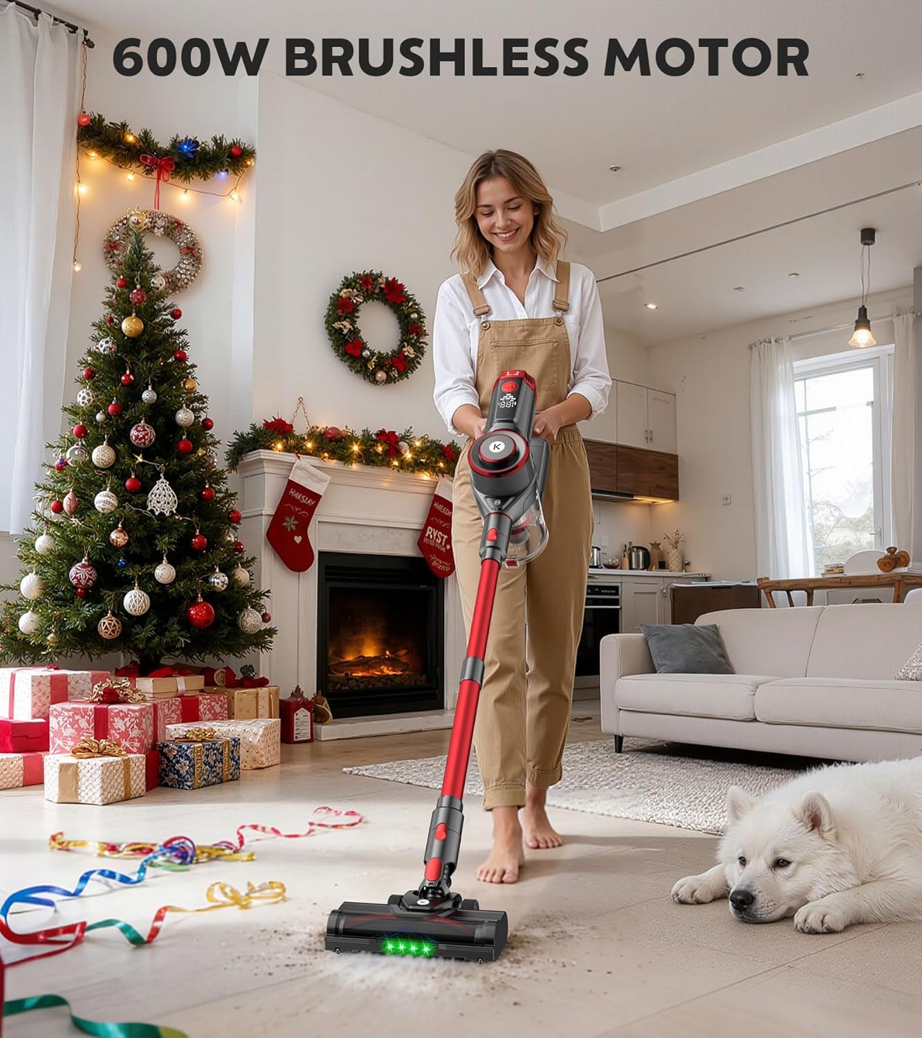 Cordless Vacuum Cleaner, 650W 55KPa Powerful Stick Vacuum, 70-Min Runtime, Self-Standing, Anti-Tangle Brush, OLED Display, Vacuum for Carpet, Hardwood Floors & Pet Hair detail 15