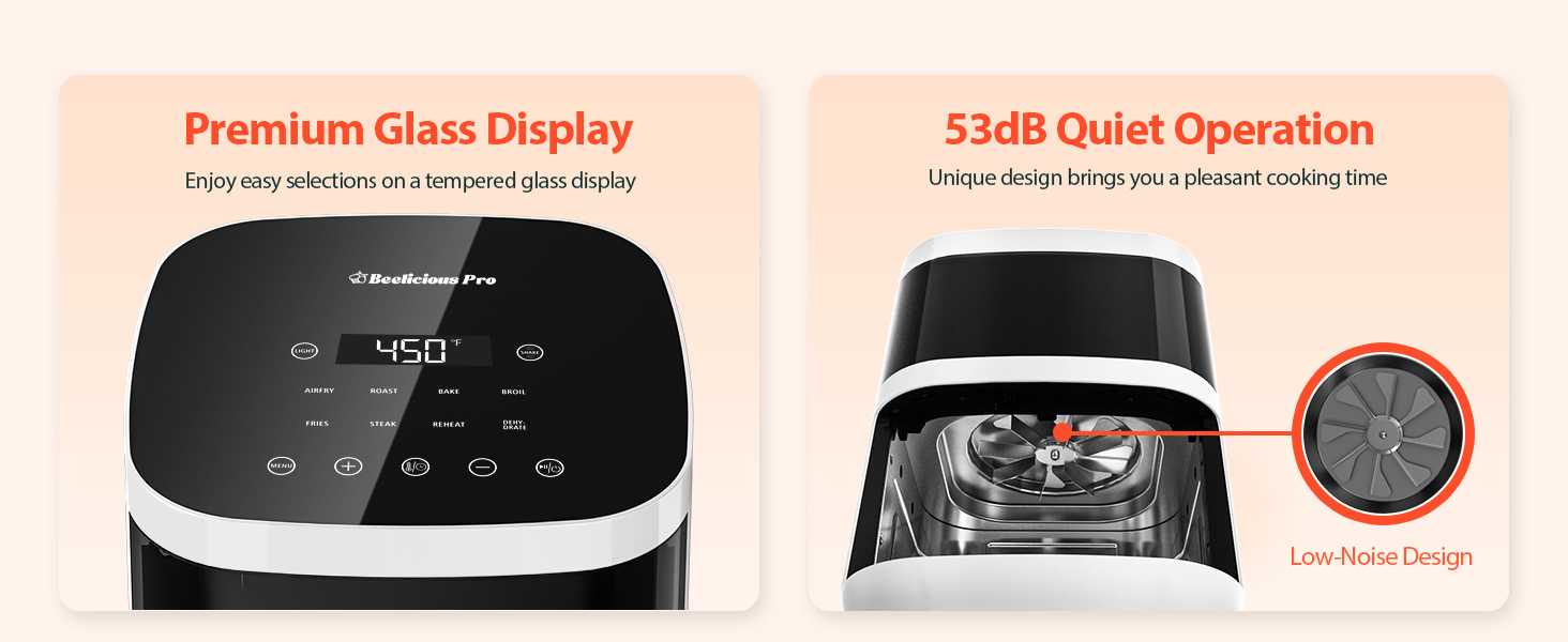Air Fryer, Beelicious 8-in-1 Smart Compact 4QT Air Fryers with Viewing Window, Shake Reminder, 450°F Digital Airfryer with Flavor-Lock Tech, Dishwasher-Safe & Nonstick, Fit for 1-3 People, White detail 6