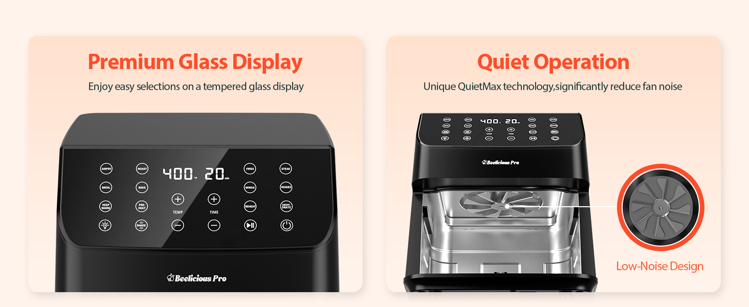 Beelicious Large Air Fryer, 12-in-1 Digital Airfryer with Window, 5.8Qt, 40+ Recipes, Flavor-Lock Tech, Dishwasher Safe,Shake Reminder, Compact, Quiet, Nonstick Air Fryers. Black detail 15