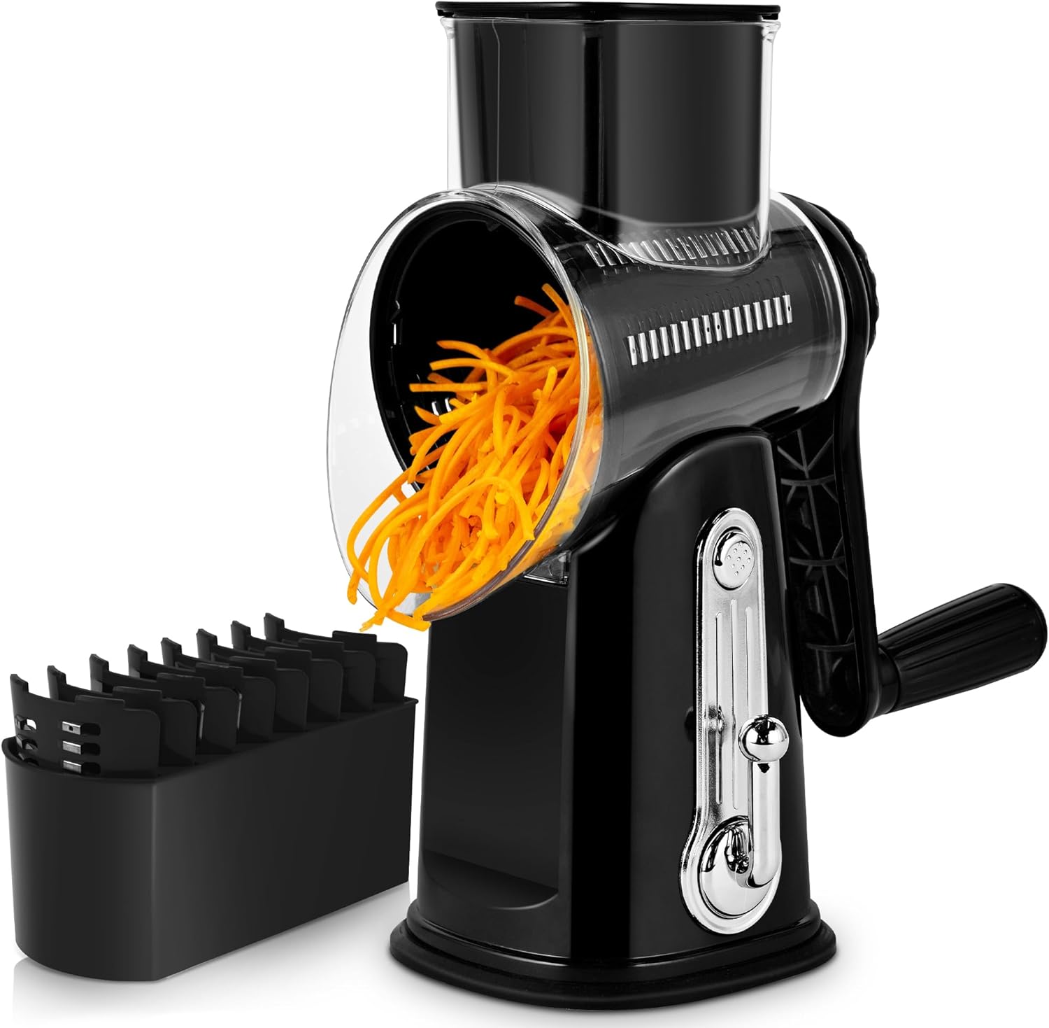 SUSTEAS Rotary Cheese Grater with Handle - Vegetable Shredder with 5 - View 3