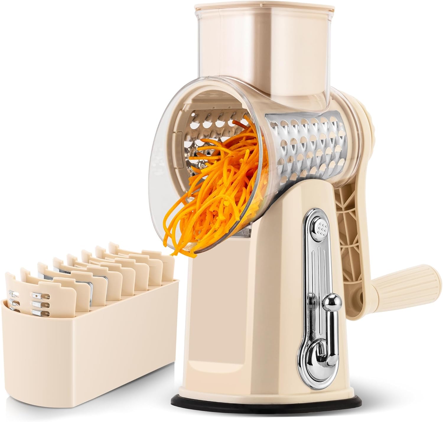 SUSTEAS Rotary Cheese Grater with Handle - Vegetable Shredder with 5 - View 4
