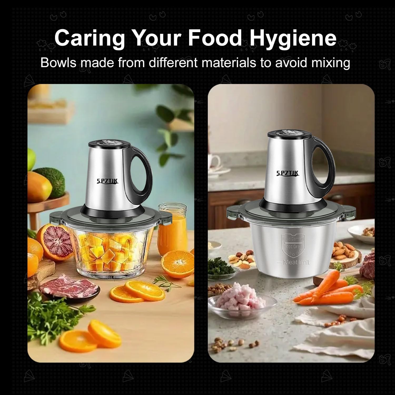 SPZTJK 3-Speed Electric Food Processor: Meat Grinder, Vegetable Chopper & Baby - View 6