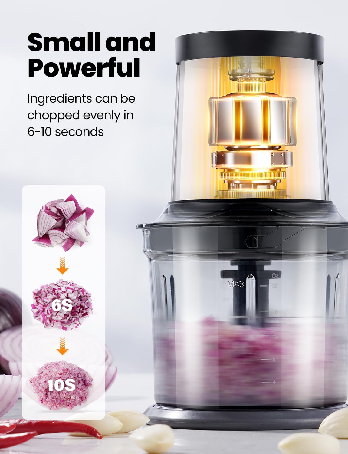 Food Processor 4 Cup, Electric Food Chopper, Small but PowerfulMeat Grinder - View 5