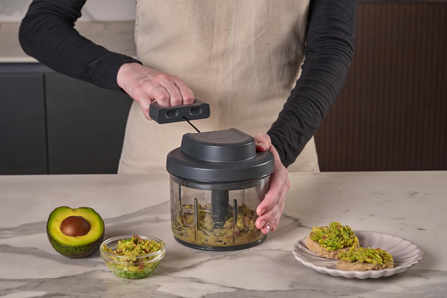 Zyliss Easy Pull Food Chopper and Manual Food Processor - Hand-Held Slicer & - View 4