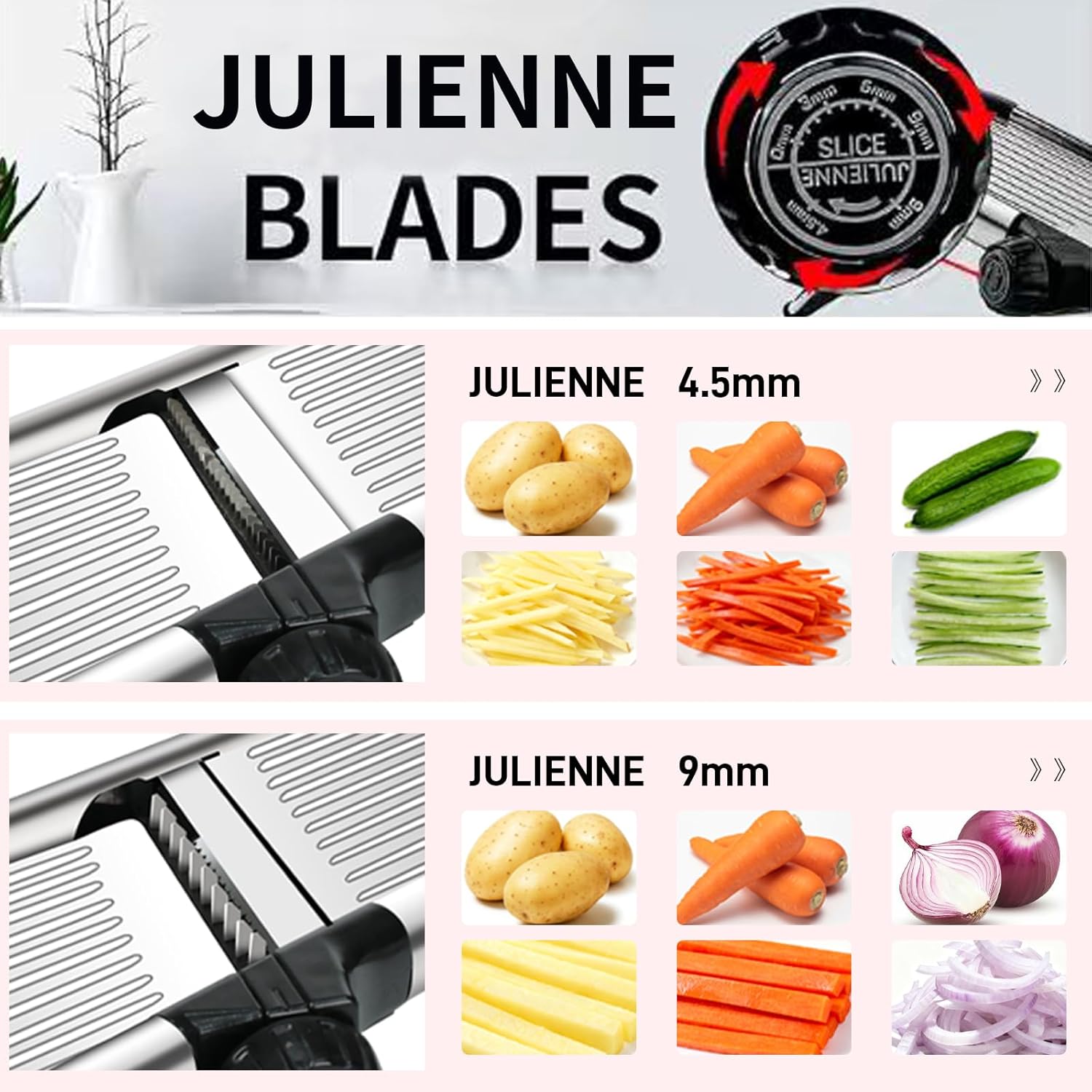 Mandoline Food Slicer, Adjustable Mandoline Slicer for Kitchen, Stainless Steel - View 4