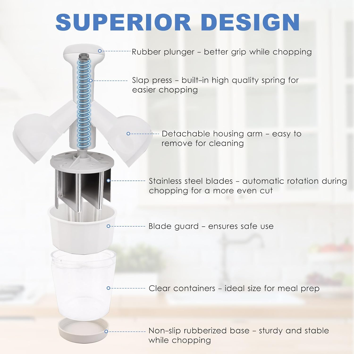 Vegetable Chopper, Food Chopper Manual Hand, Onion, Salad, Garlic, Nut & Veggie - View 3
