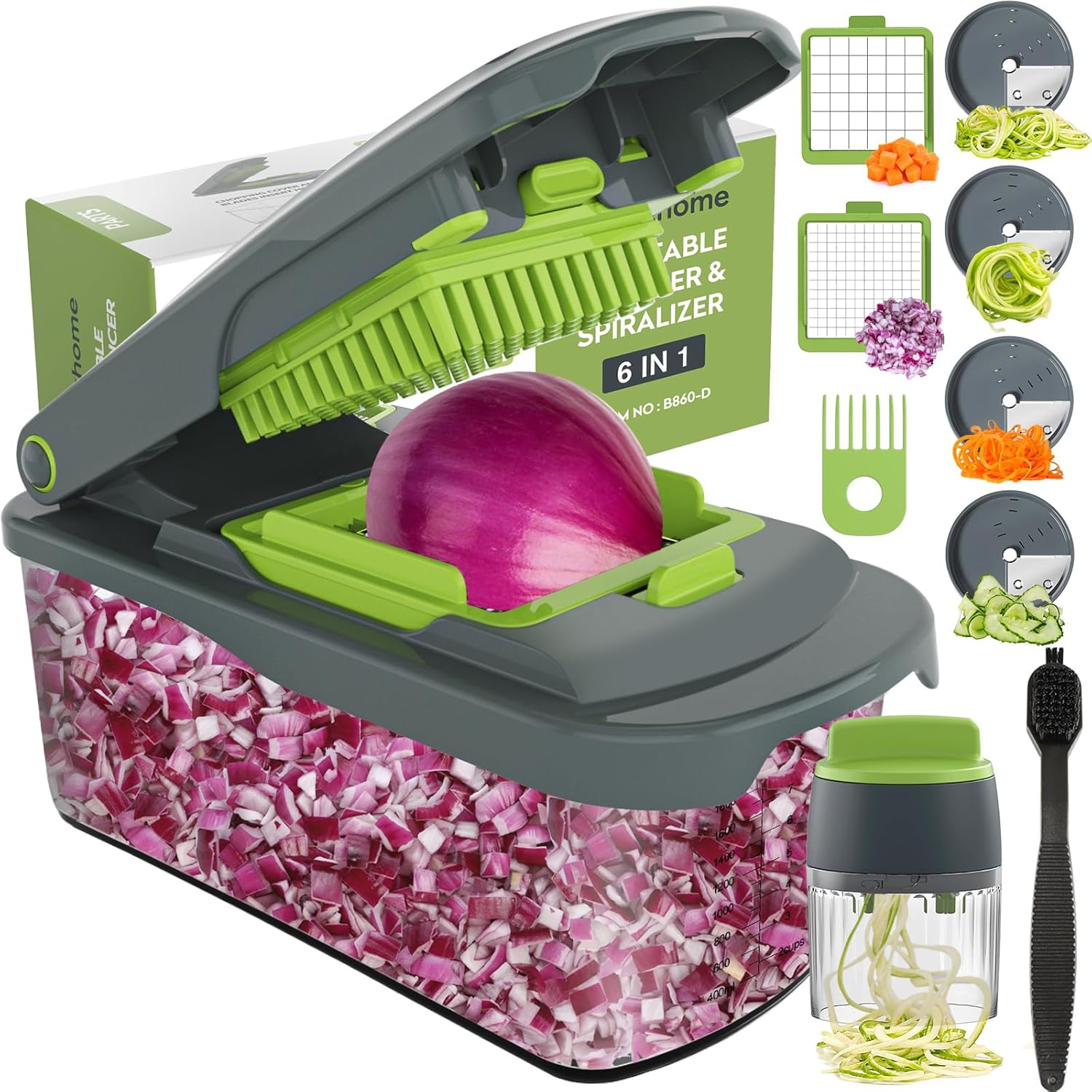 Ourokhome Food Chopper with Container, Manual Mandolin Vegetable Slicer Onion - View 2