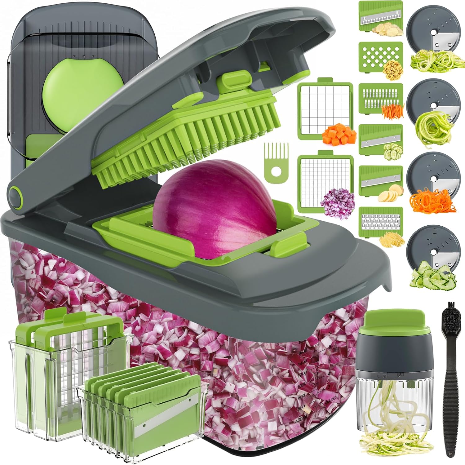 Ourokhome Food Chopper with Container, Manual Mandolin Vegetable Slicer Onion - View 3