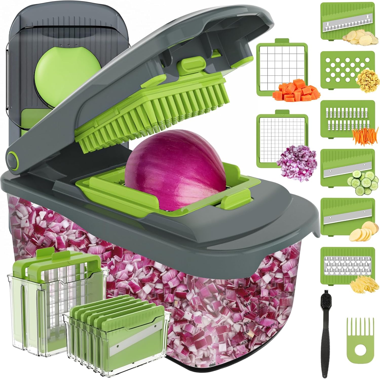 Ourokhome Food Chopper with Container, Manual Mandolin Vegetable Slicer Onion - View 6