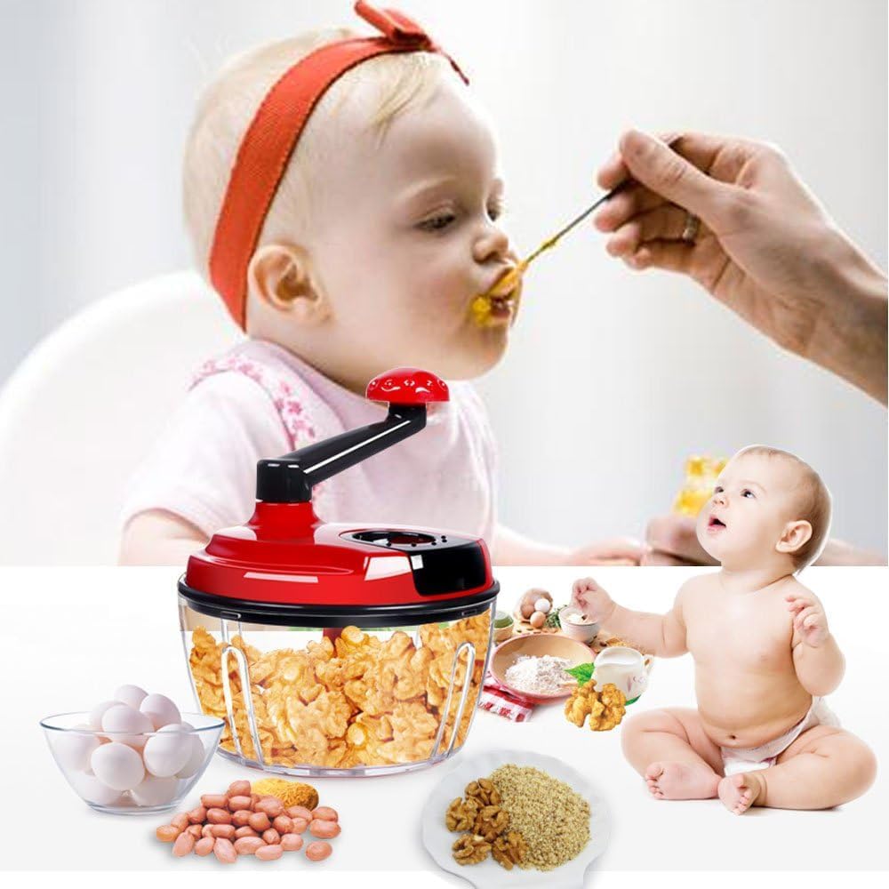 Multi-Functional Manual Food Processor,8 Cup Hand-powered Crank Chopper,Mincer - View 2