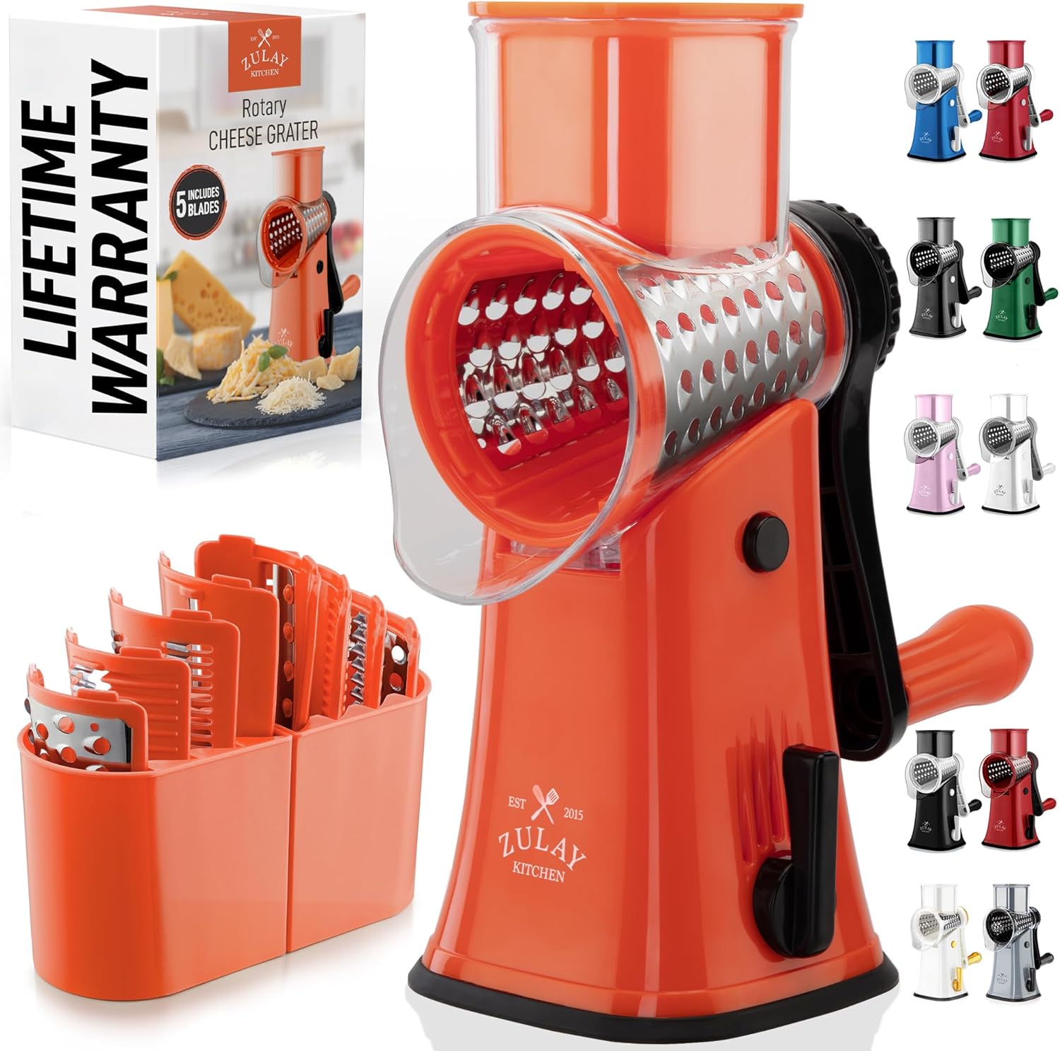 Zulay Kitchen Rotary Cheese Grater 5 Blade Cheese Shredder - Manual Hand Crank - View 2