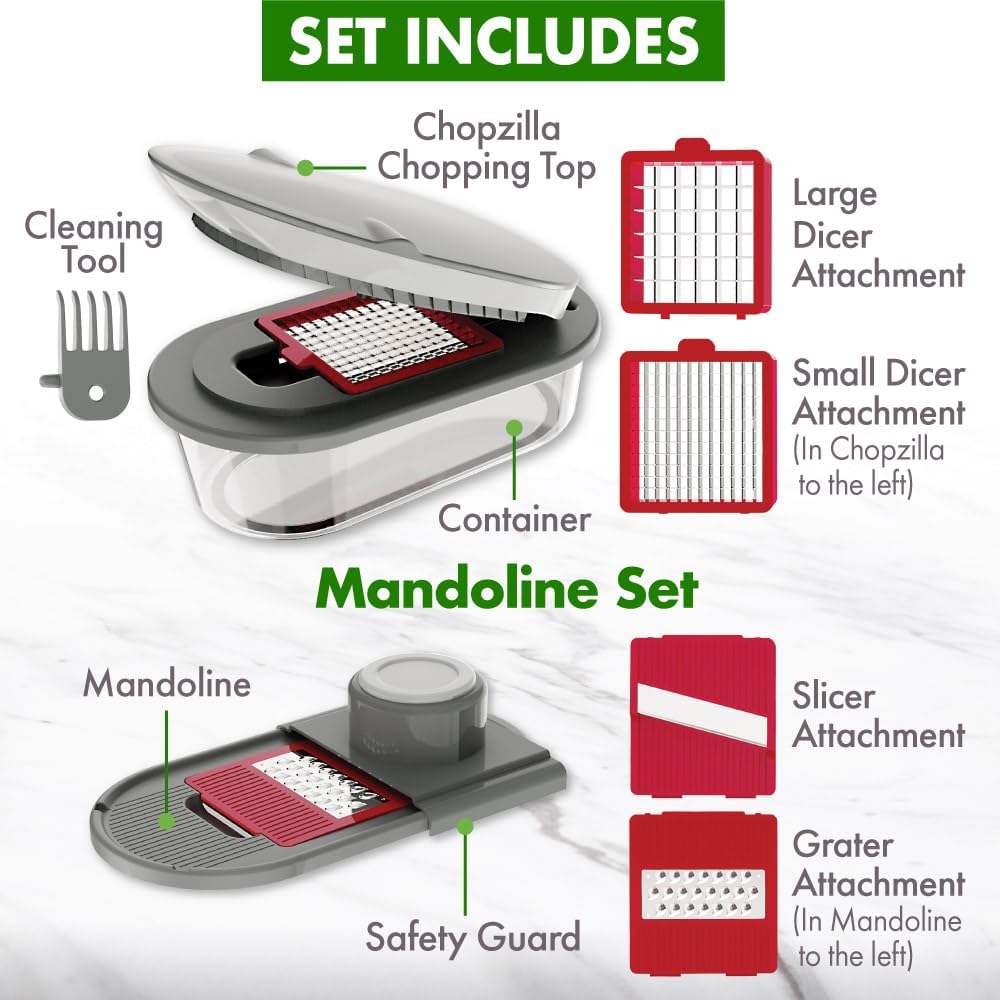 Vegetable Chopper and Mandoline Slicer with Container, CHOPZILLA 4 Stainless - View 3