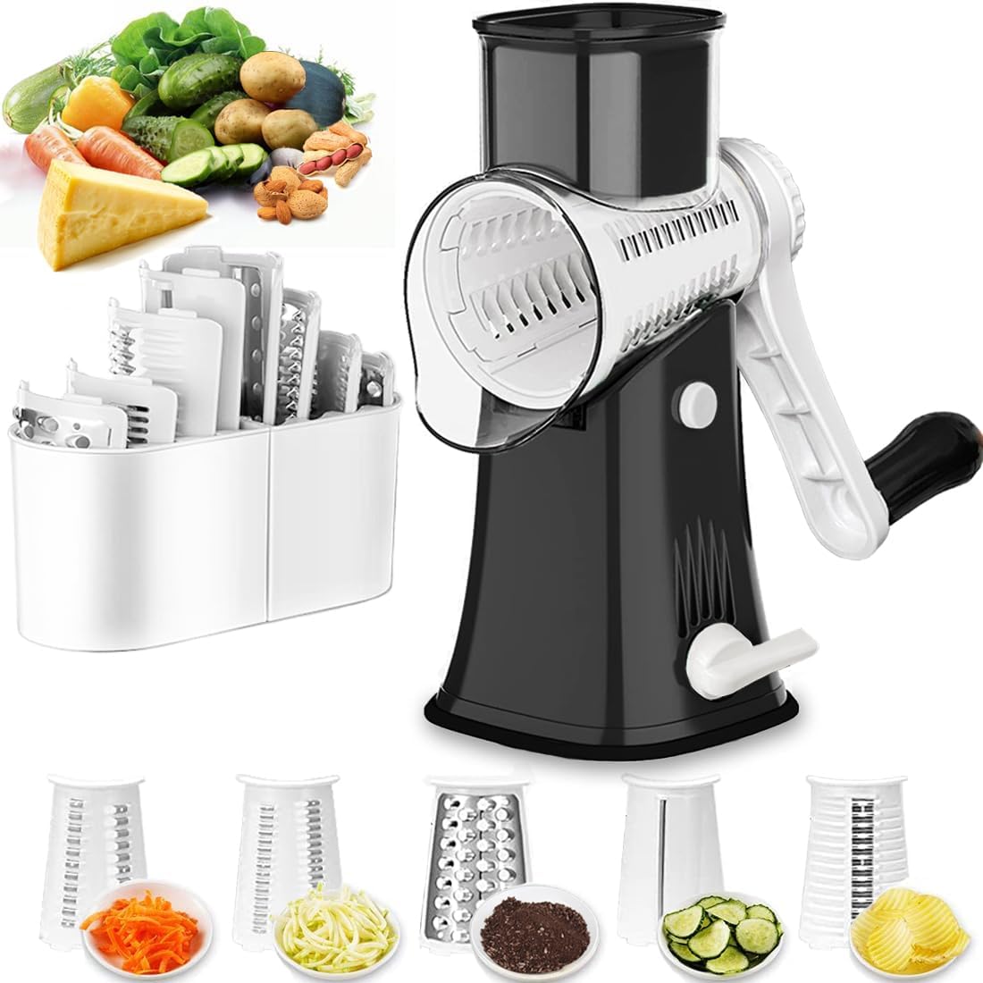 Round Mandoline Drum Slicer Rotary Cheese Grater Veggie Slicer Vegetable Carrot - View 5