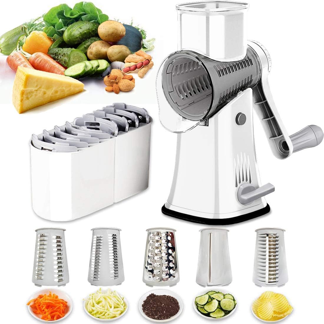 Round Mandoline Drum Slicer Rotary Cheese Grater Veggie Slicer Vegetable Carrot - View 6