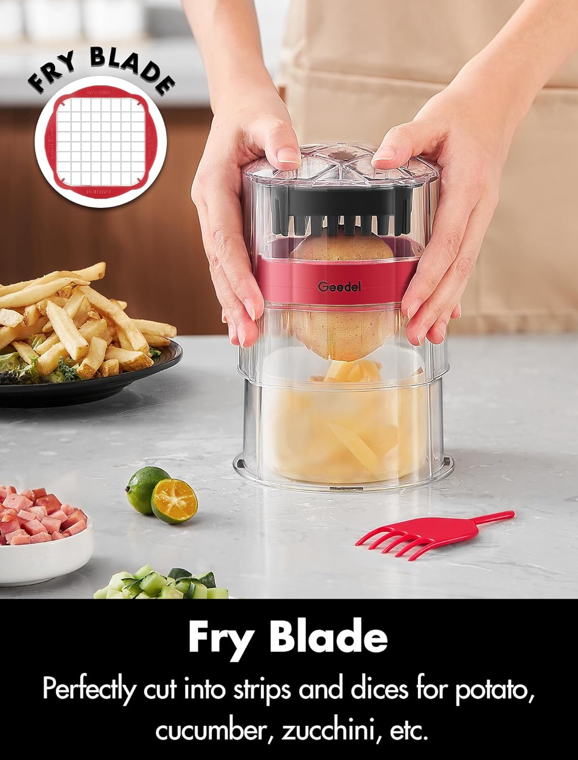 French Fry Cutter, Professional Home Style Onion Chopper, Vegetable Chopper - View 2