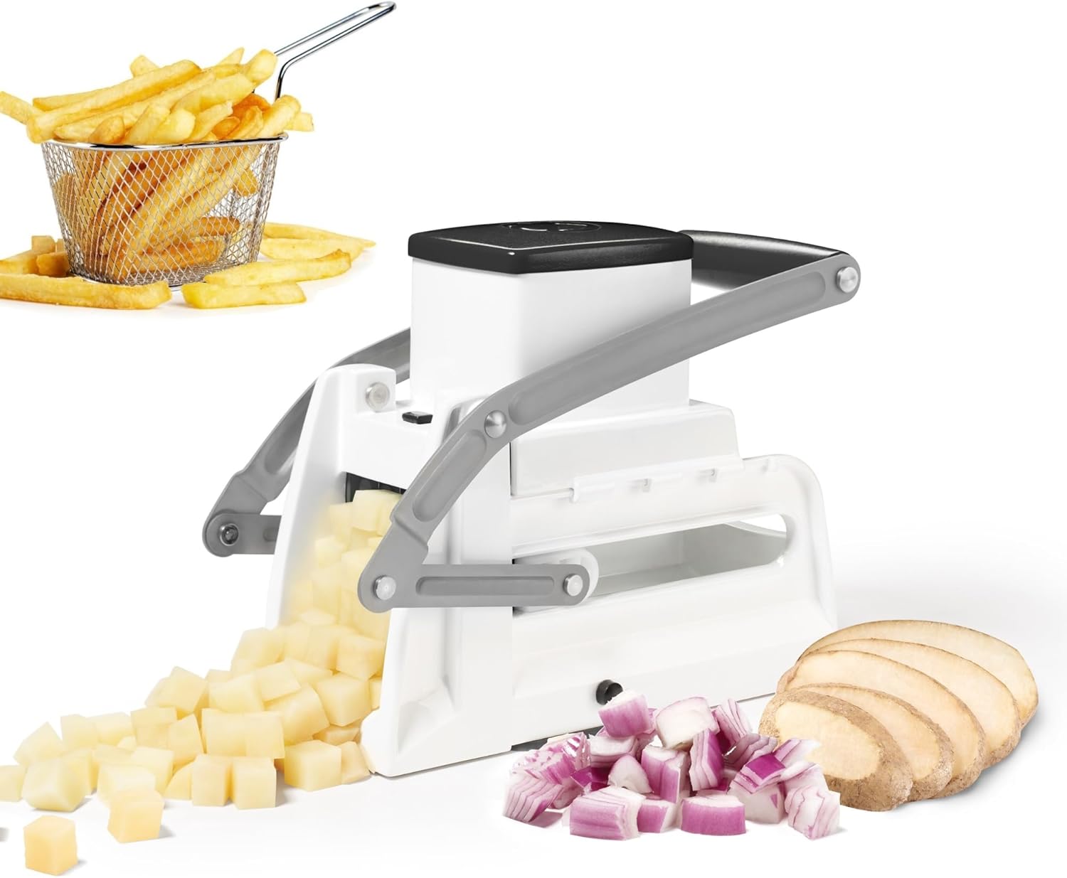Starfrit Pro Fry Cutter & Cuber - 3-in-1 - Homemade French Fries, Slices and