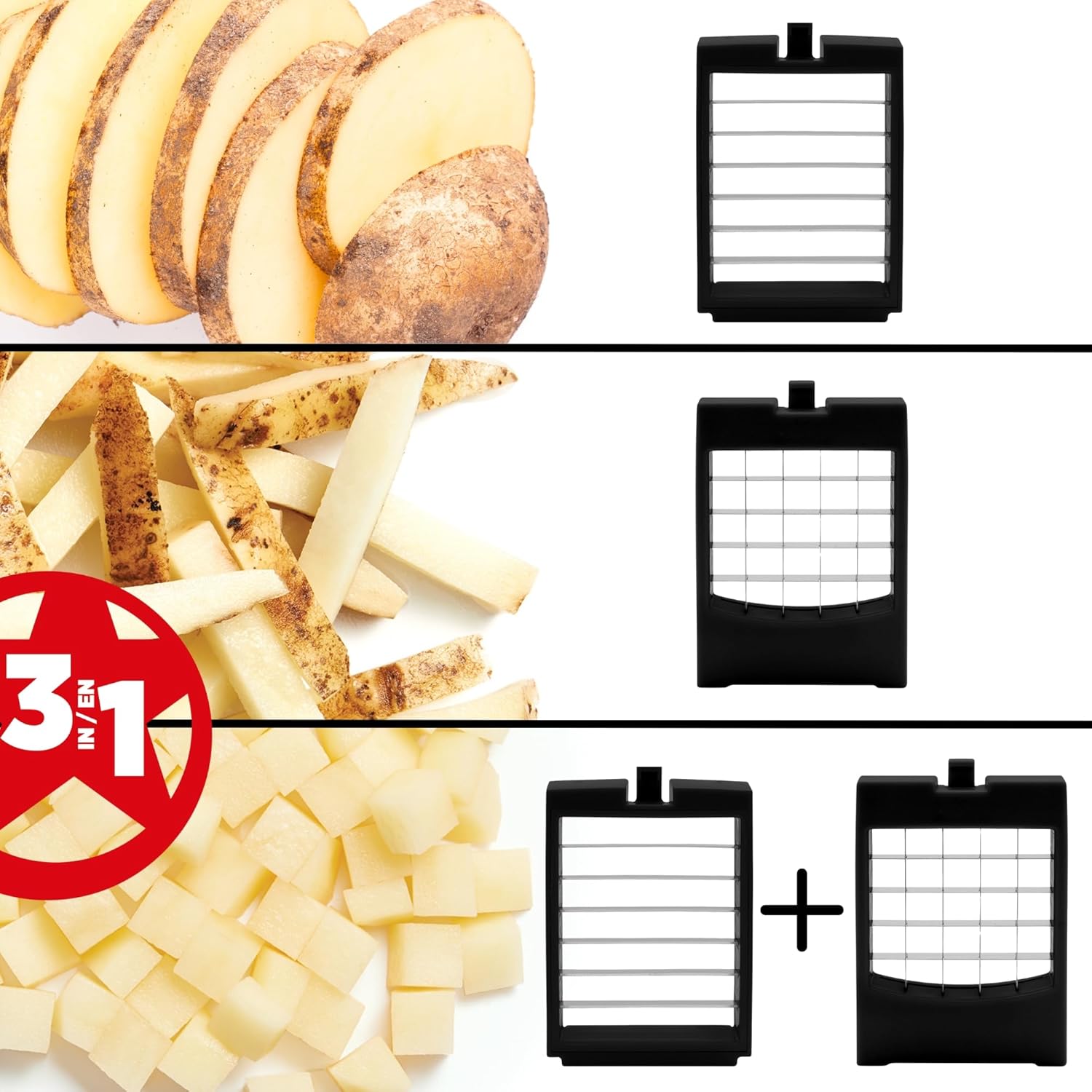 Starfrit Pro Fry Cutter & Cuber - 3-in-1 - Homemade French Fries, Slices and - View 4