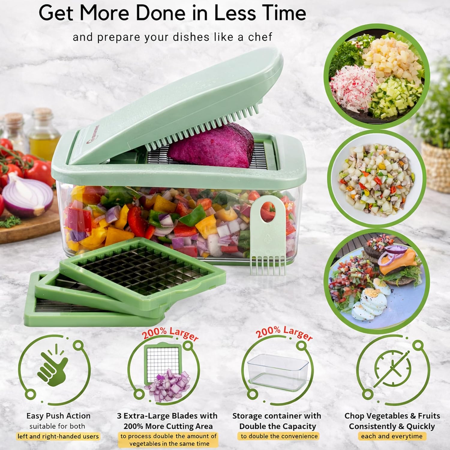Brieftons QuickPush Food Chopper: Vegetable Dicer Slicer, Onion Cutter, 3 - View 5