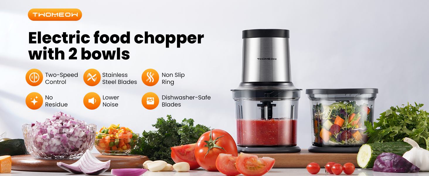 Food Processor 4 Cup, Electric Food Chopper, Small but PowerfulMeat Grinder with 2 Bowls, 2 Speed & 4 Blades for Vegetable, Meat, Nuts, Functions for Chopping, Dicing, Mixing and Puree detail 1