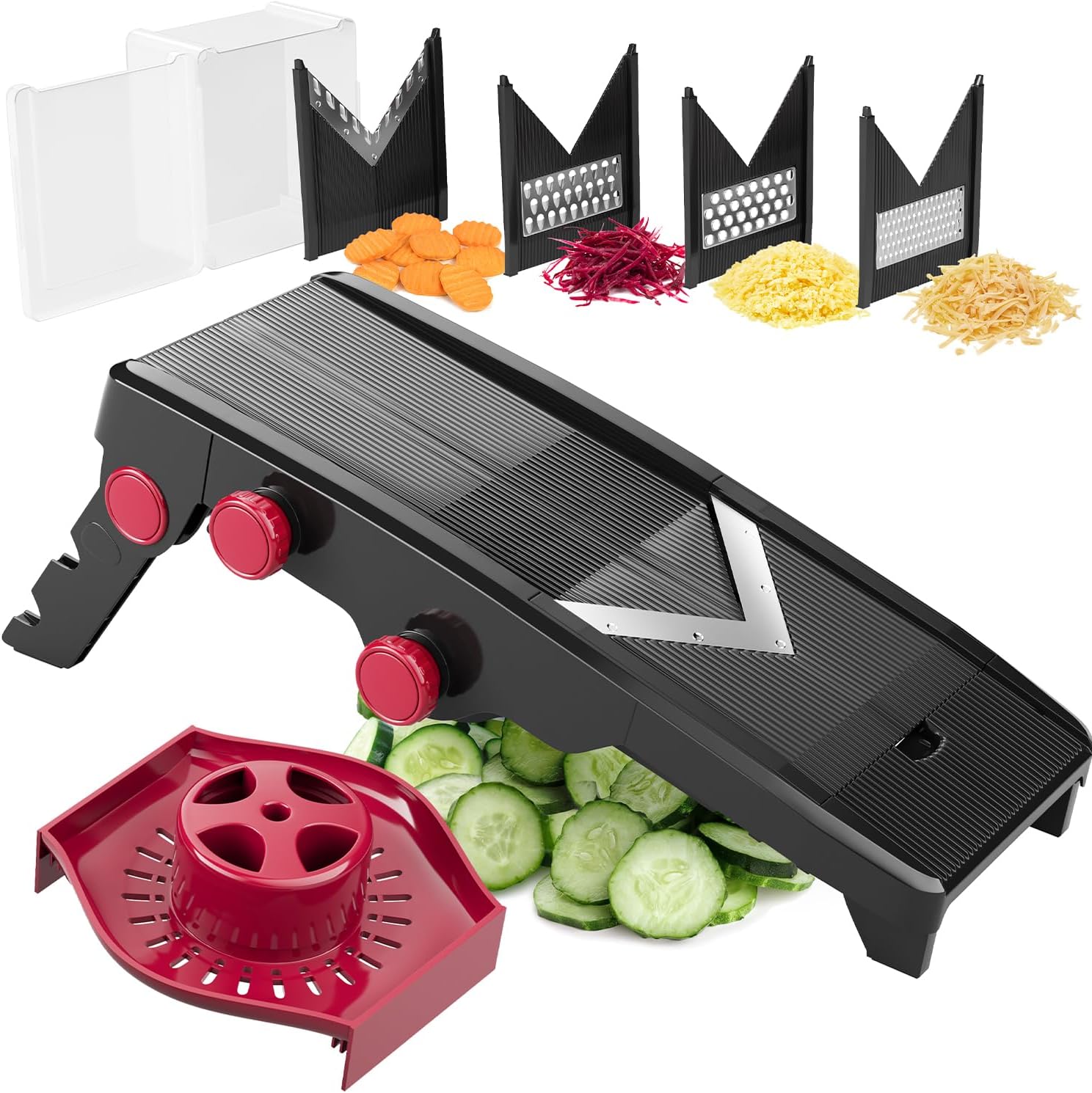 Mueller Austria Mandoline Slicer for Kitchen, Adjustable Vegetable Chopper, Fruit, Cheese Grater, Potato Chips Slicer - Black detail 9