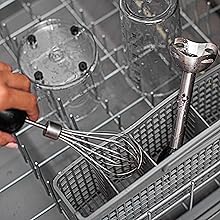 OVENTE Immersion Hand Blender Set, 300W Electric Handheld Stick Mixer, 2 Mixing Speeds with Stainless Steel Blades, Egg Whisk, Beaker & BPA-Free Food Chopper, Black HS565B detail 4