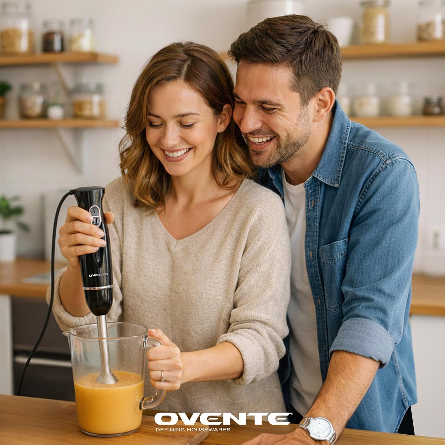 OVENTE Immersion Hand Blender Set, 300W Electric Handheld Stick Mixer, 2 Mixing Speeds with Stainless Steel Blades, Egg Whisk, Beaker & BPA-Free Food Chopper, Black HS565B detail 8